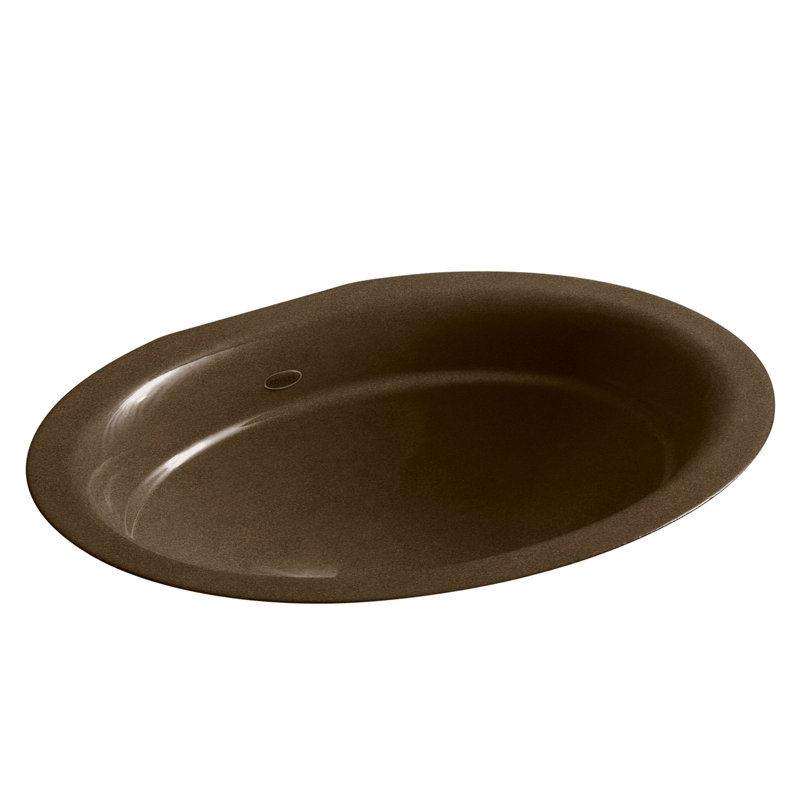 Serif Metal Oval Undermount Bathroom Sink, Black 'n Tan