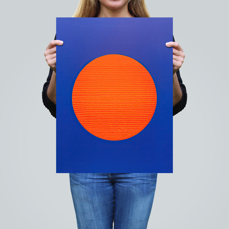 Wall Art Print Tangerine Sunrise Minimalist Circle Amber Sun Colour Block Painting Poster