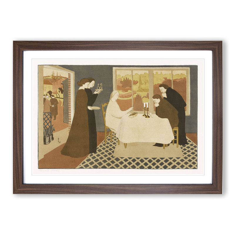 The Pilgrims of Emmaus by Maurice Denis - Picture Frame Painting, 27cm H x 36cm W x 2cm D, Walnut Framed