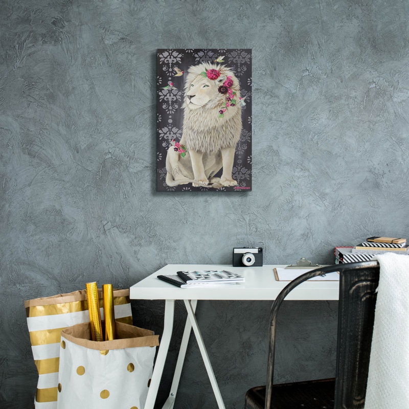  «White Lion» par Heather Gauthier, art mural sur toile, 12 po x 18 po