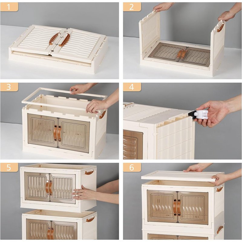 Rebrilliant Malke 4 Drawer Stackable Drawer with Locking Wheels | Wayfair