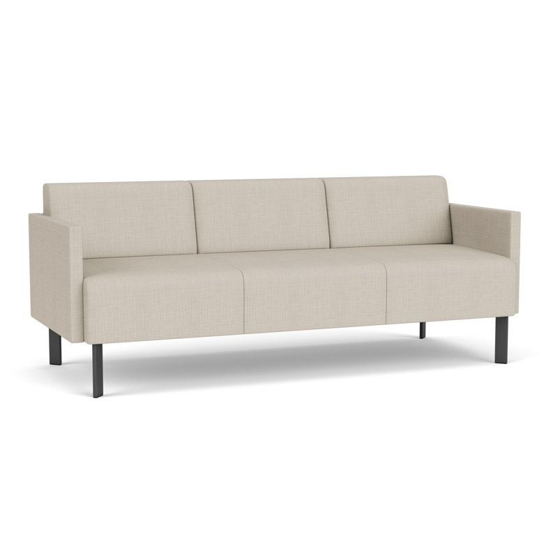 Luxe Lounge Reception Sofa, Plot Line Neutral, Charcoal Steel
