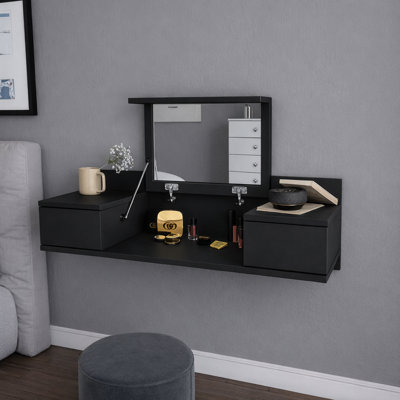 Bureau de coiffeuse flottant avec miroir Lenhardt