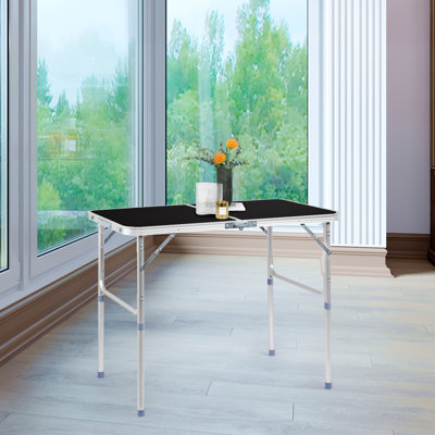 3 pi. Table de patio pliante noire en aluminium