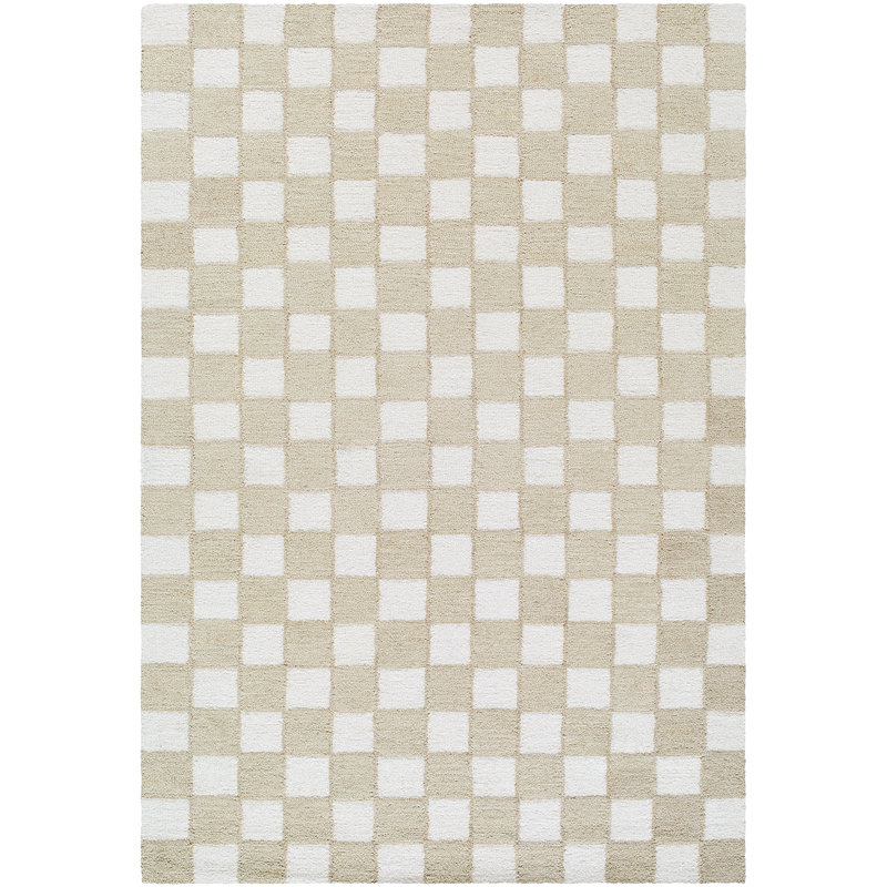 Moroccan Wool Hand Tufted Area Rug, Rectangle 153 x 219 cm, Beige/Ivory