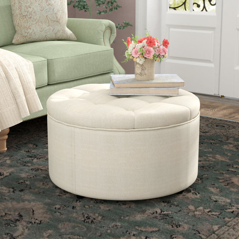 Upholstered Ottoman, Off-White