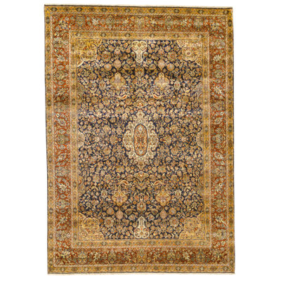 High-Quality Hand-Knotted Blue And Red Area Rug