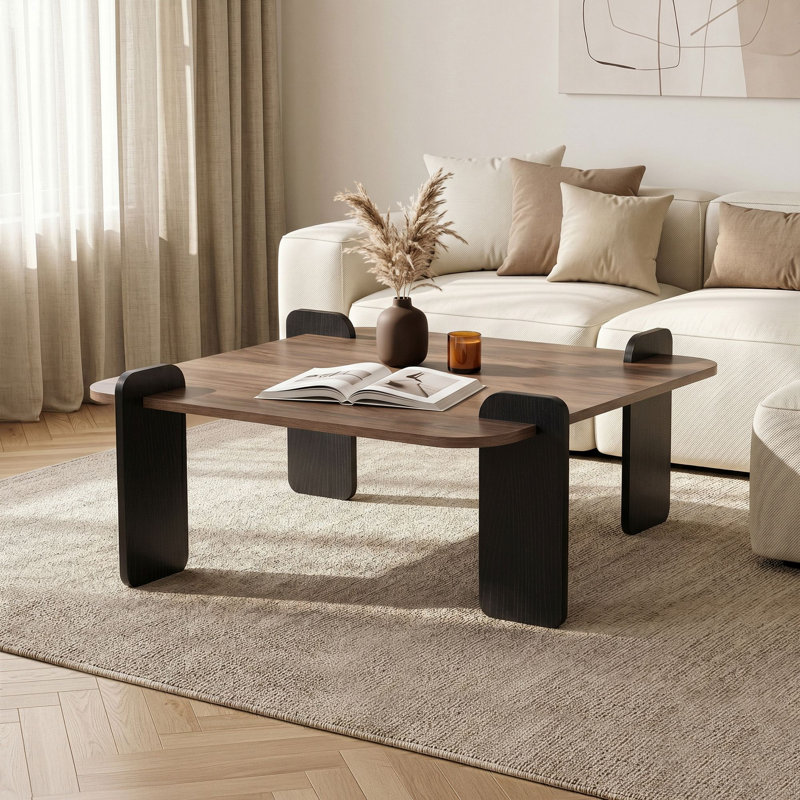 Table basse, H 13,78 po x l 46,06 po x P 46,06 po, Noyer / bois noir