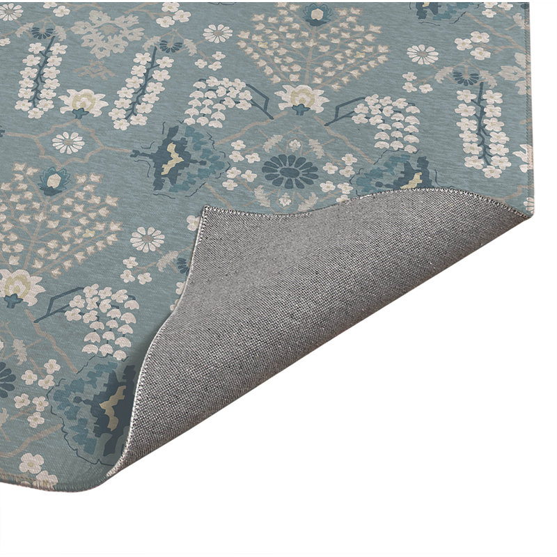 Tapis de cuisine à profil bas Zoey, Bleu, Rectangulaire 2 pi x 3 pi