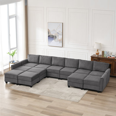 Fieldscairn Velvet L-Shaped Sectional Reversible