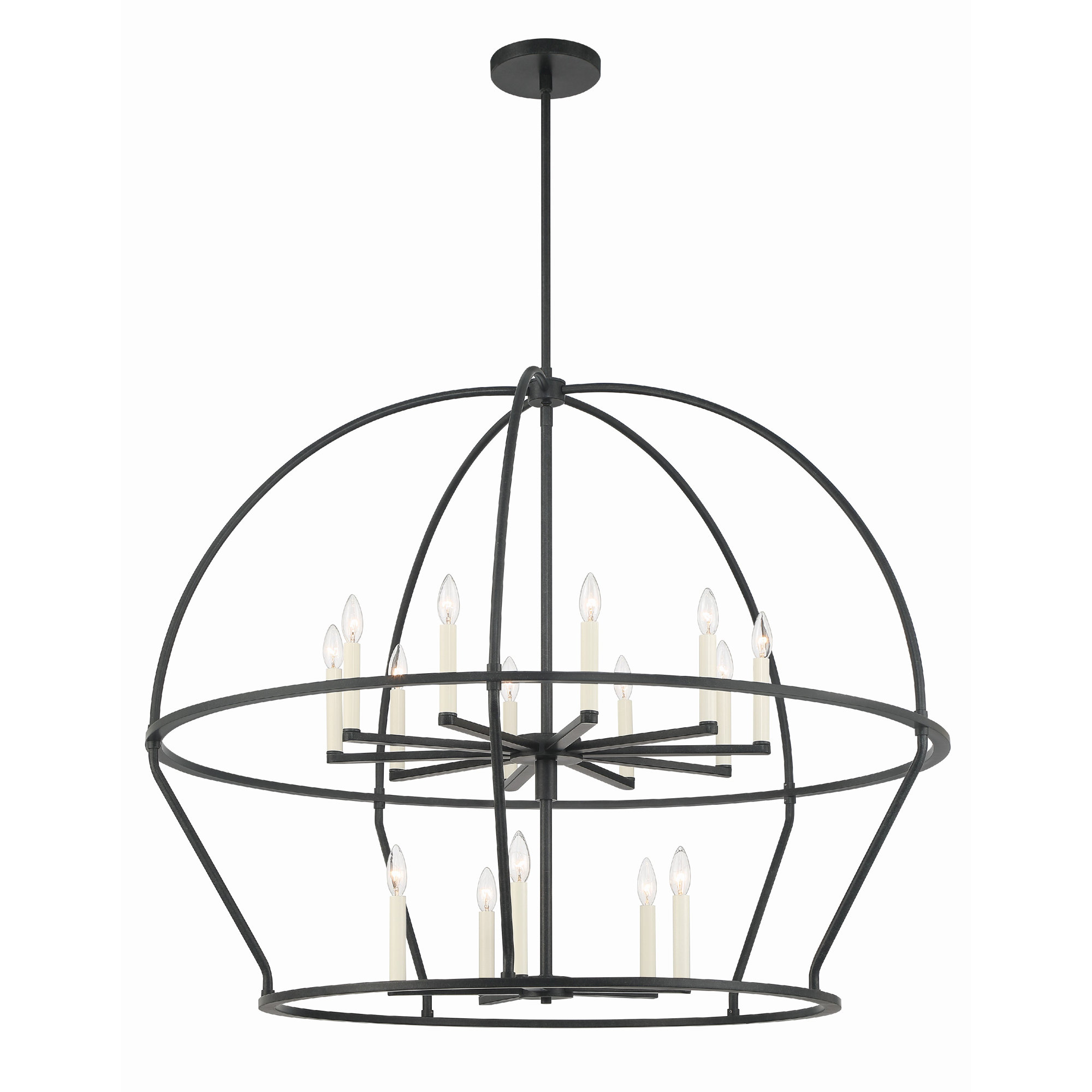Addis 15 - Light Metal Geometric Chandelier, Black