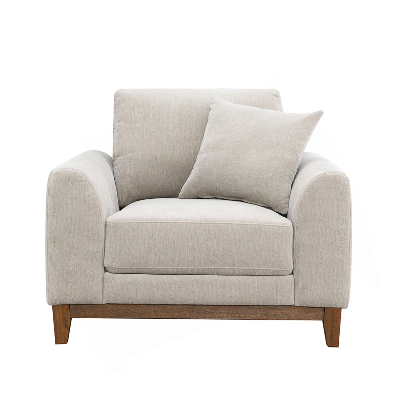 Chaise de style moderne Mid-Century avec coussin décoratif, Gris clair