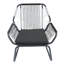 Fauteuil club en corde et acier de 2, gris blanc, point de croix, coussins d'eau et chaises, coussins blancs, tissu, point