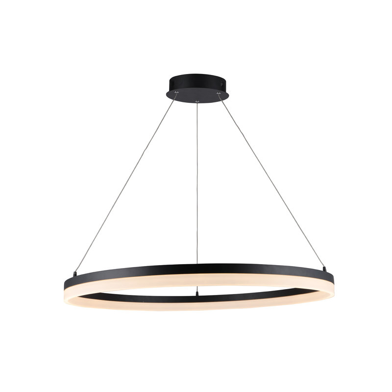 1 - Light LED Unique/Statement Pendant, Black, 1.6" H x 31.3" W x 1" D