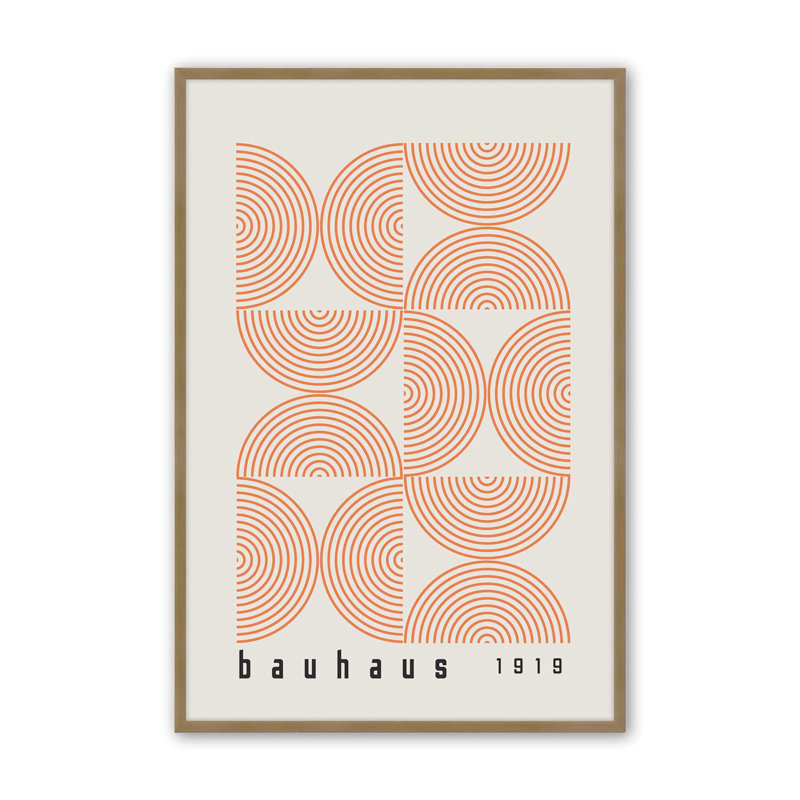 «Orange Bauhaus Composition», affiche roulée, Reproduction encadrée sans passe-partout, Or brossé