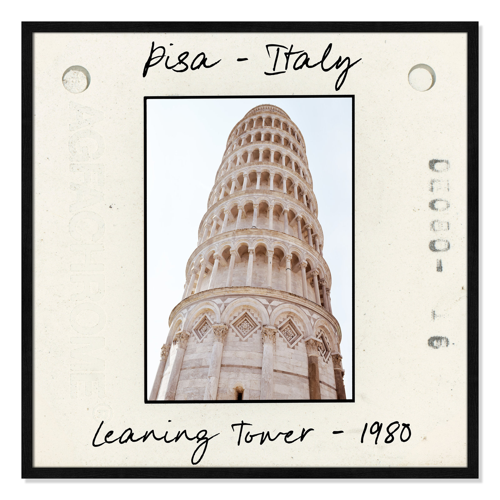 Ritona "Pisa, Italy - Leaning Tower" Print, Black Single Picture Framed Paper, 32" H x 32" W x 0.75" D