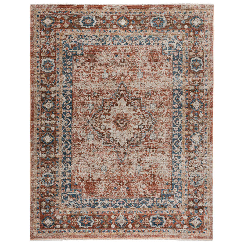 Broomhedge Bijar Performance Oriental Rug, Rectangle 8' x 10', Ivory/Rust