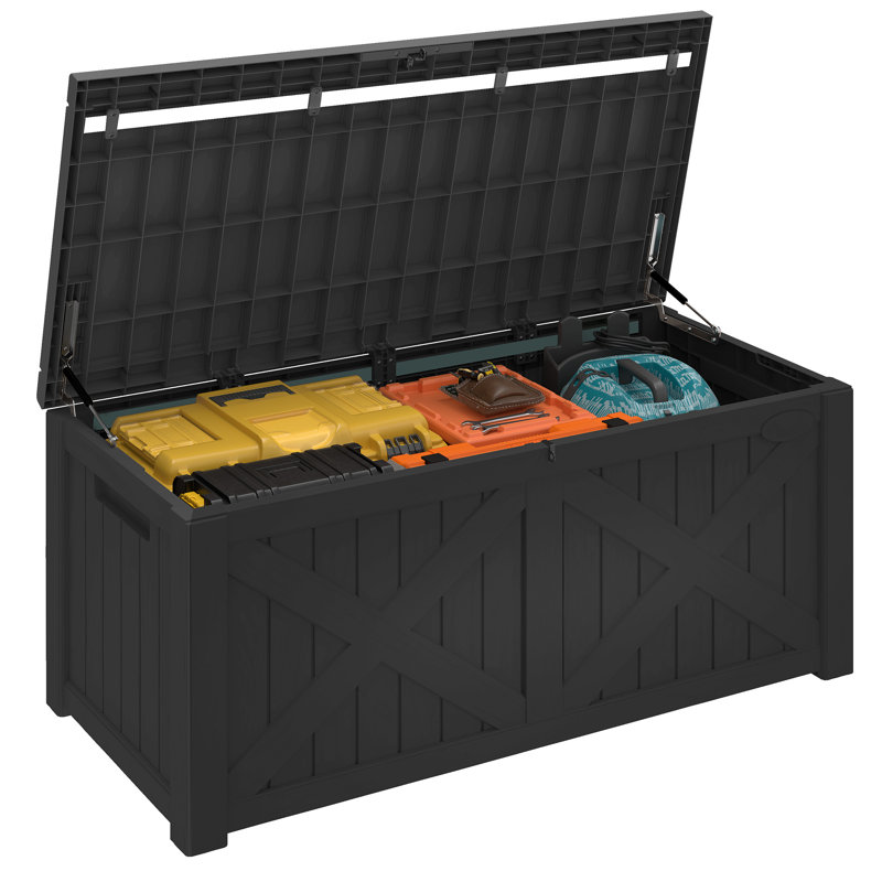 Balconera Deck Box 142.7cm W 450L Lockable Deck Box, Black