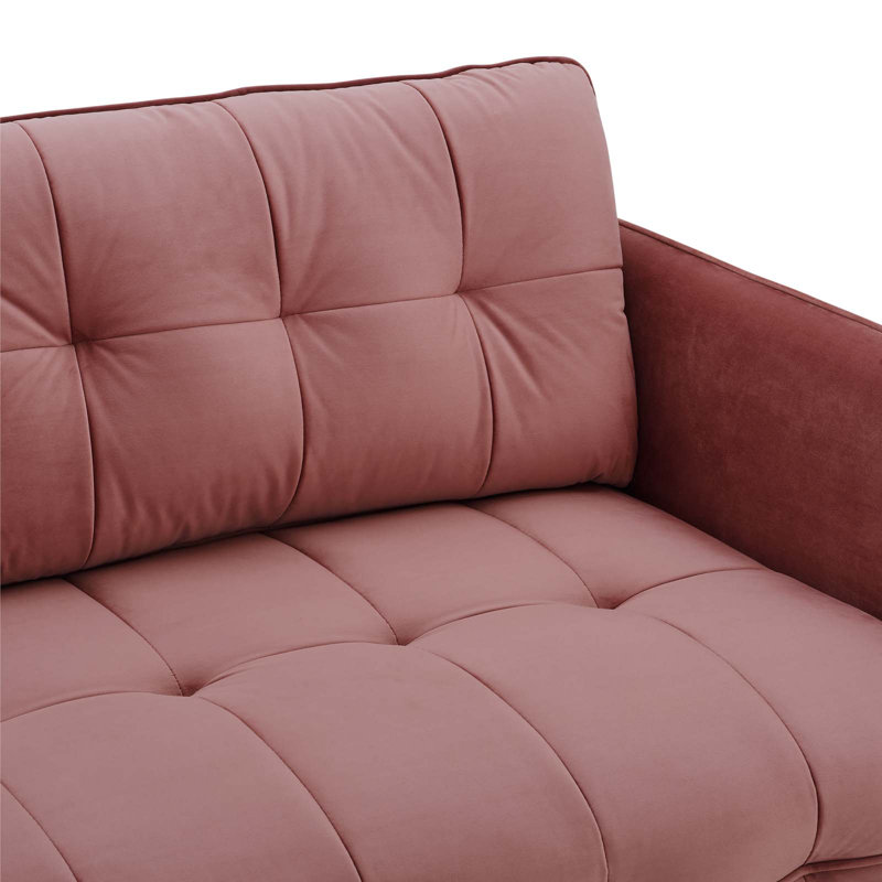 Canapé en tissu touffeté Cameron, 100% polyester rose cendré, Or