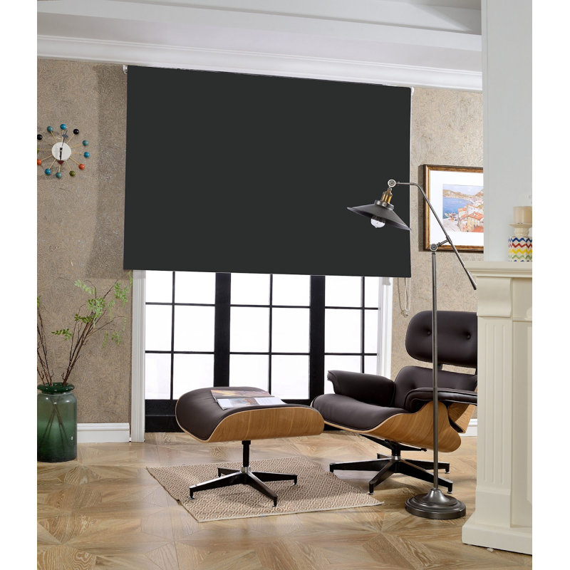 Thermal Blackout Roller Blind - Trimmable Cut to Size - Heavy Duty Metal Tube, 210 cm L x 150 cm W, Black