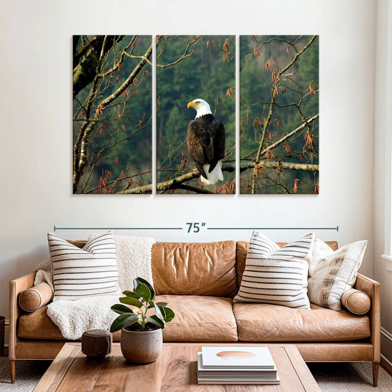 Brampt Perched Canadian Bald Eagle, 42" H x 65" W