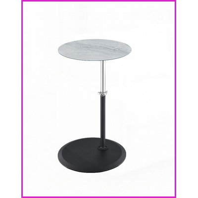Space-Saving Adjustable Height Coffee Table with Black Marble Glass Top & 3D Textured Surface