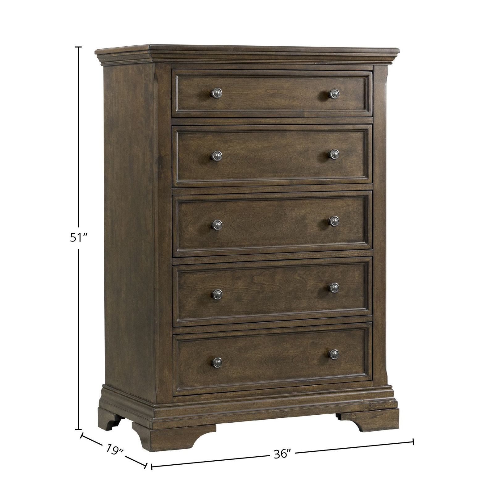 Shayla 5-Drawer Dresser, Rosewood