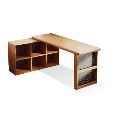 Burlywood + Black L-Shaped Solid Wood + Iron desk