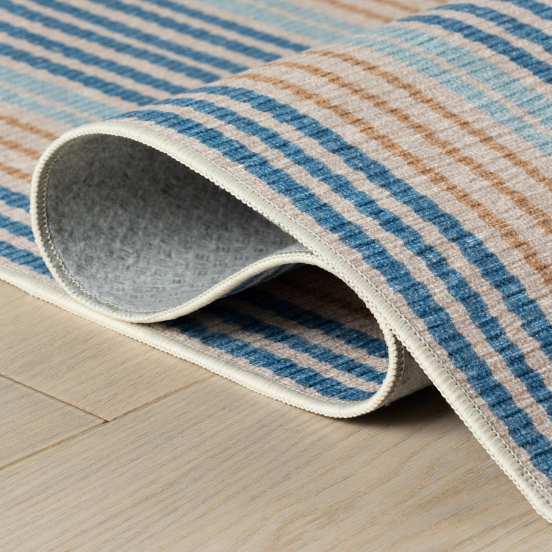 Tyne Coastal Striped Machine Washable Rug, Rectangle 7'6" x 9'6"