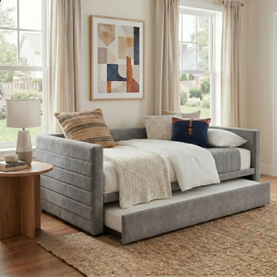 Upholstered Daybed With Extended Trundle