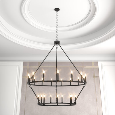 Adriana 24-Light 2-Tier Dimmable Wagon Wheel Chandelier