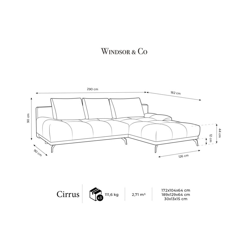 Cuthrell 5 Seater Sofa Bed, Light Beige, Right Hand Facing