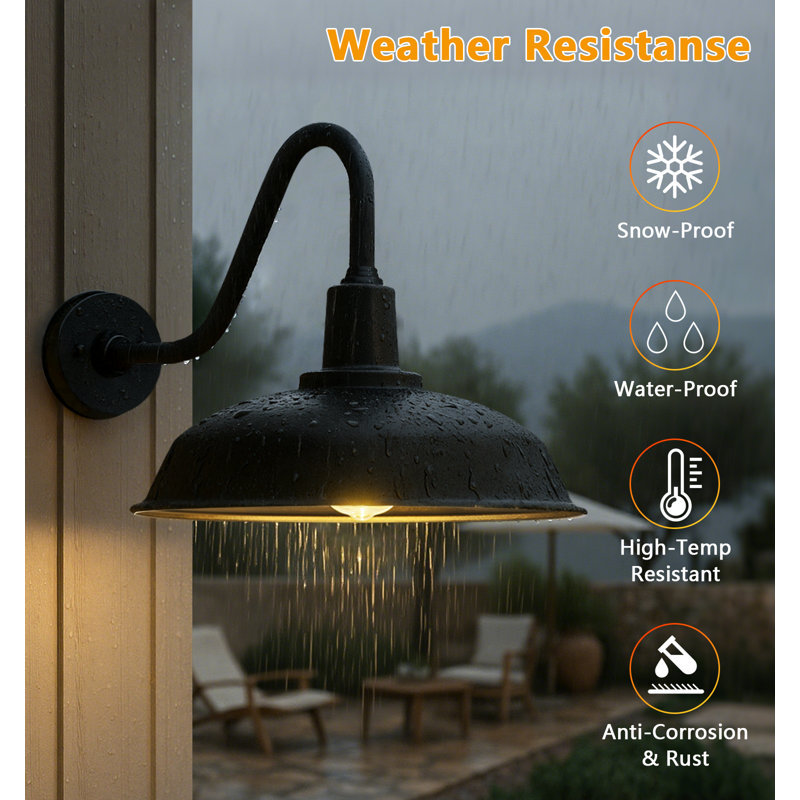 Luminaire de grange d'extérieur, H 14 po x l 15 po x P 22 po