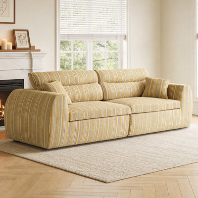 Space-Saving Chenille Striped Sofa With No-Assembly Convenience