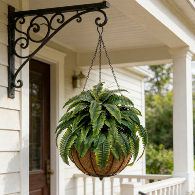 1 Piece Large Faux Fern, 43.3 Inch Artificial Boston Fern, Hanging Fake Plant Wall Decor, Indoor Outdoor Home Decor Greenery