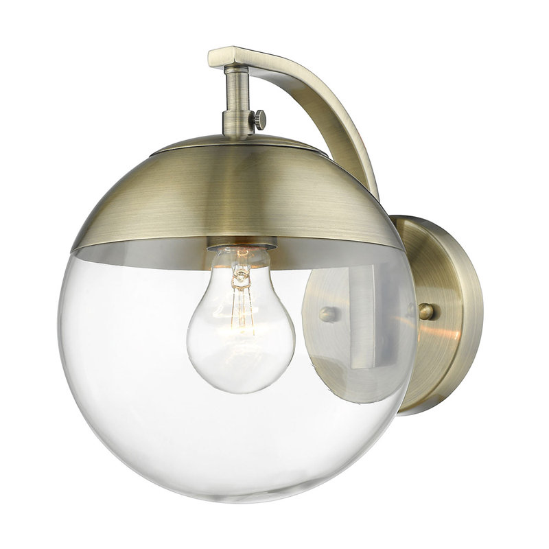 Martina Wall Sconce, Aged Brass, Clear Glass