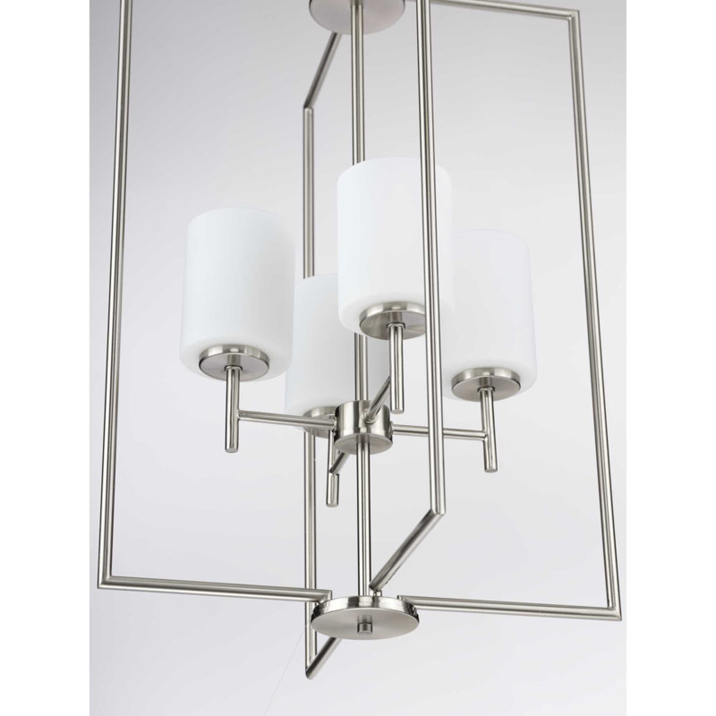 Lustre rectangulaire à 4 lumières Steelville, Nickel brossé