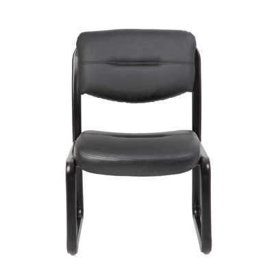 Eve Side Chair With Sled Base, Steel Frame, Black Faux Leather