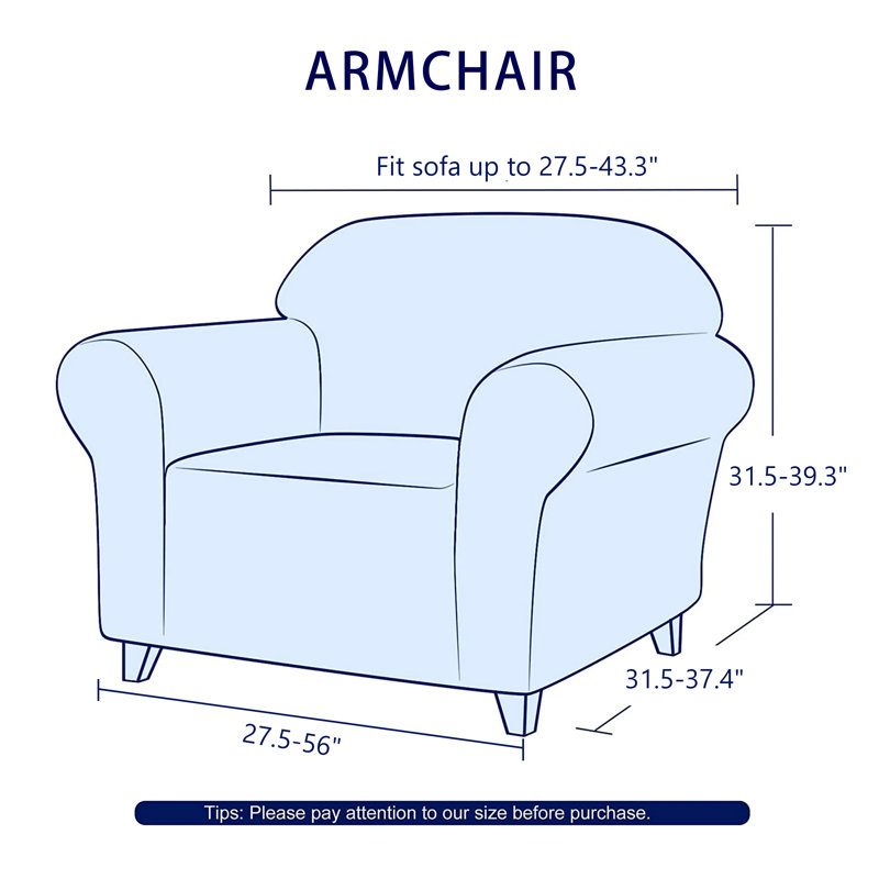 1-Piece Jacquard Stretch Couch Covers, Polyester Spandex Sofa Slipcovers, Universal Fit Living Room Machine Washable Furniture Protector for Dogs Pets, Non-Slip Sofa Covers for 1 Cushion Couch (Armchair, Sand)
