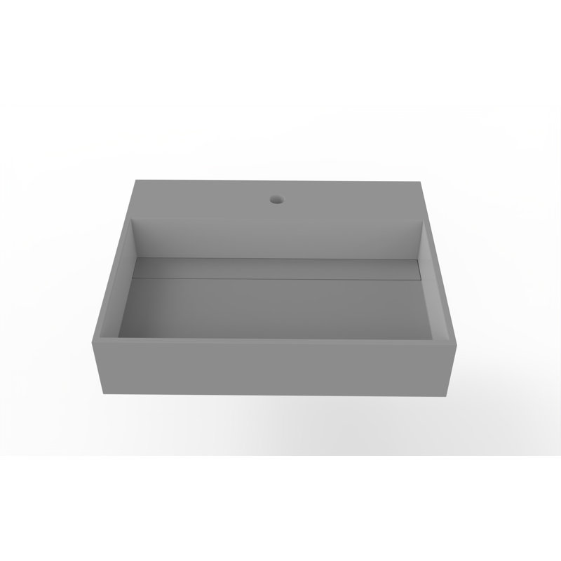Juniper 24" Wall Mounted Solid Surface Floating Bathroom Sink with Concealed Drain - Gray, Gray