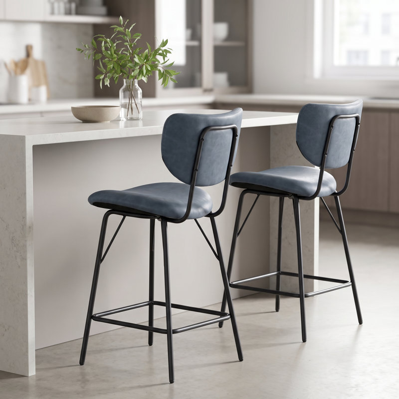 Dawlish Upholstered Counter Stool with Metal Frame, Slate