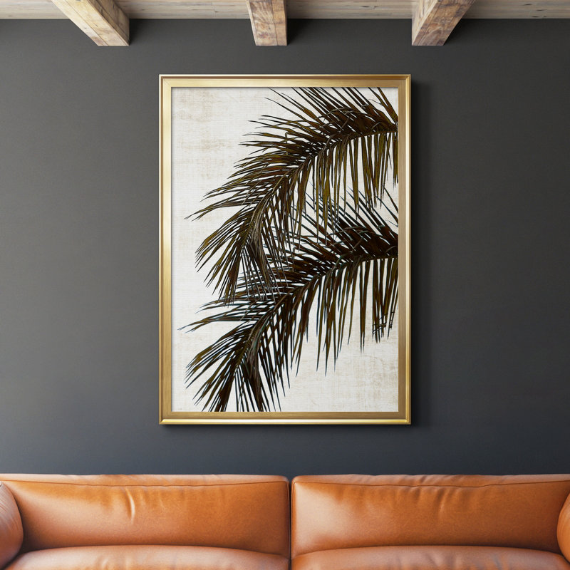 Palm II - peinture sur toile encadrée, Cadre doré, H 30,5 po x l 42,5 po x P 1,5 po