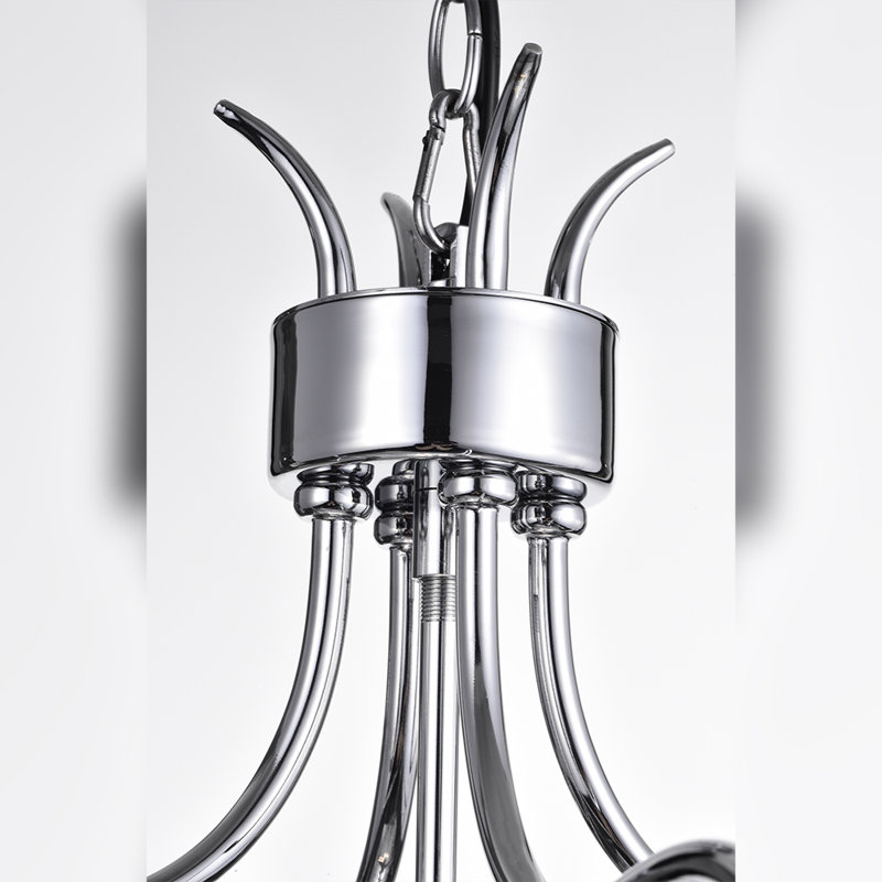 Luminaire suspendu géométrique 4 lumières lanternes Brockdale, Chrome
