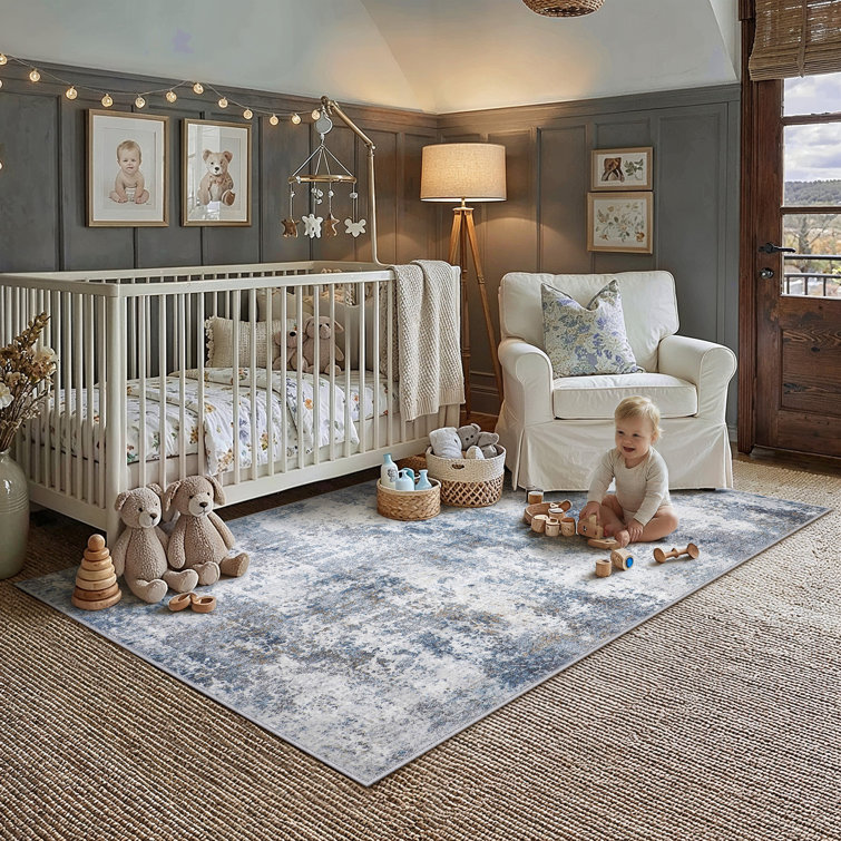 Elroy Modern Abstract Machine Washable Area Rug with Non-Slip Backing