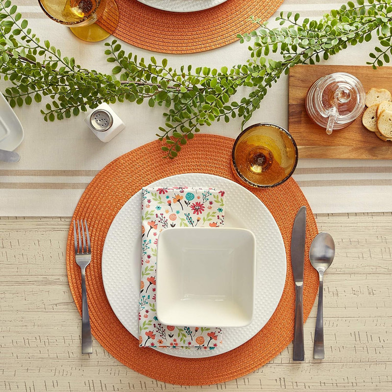 Orange Polypropylene Round Christmas Placemat Set of 6