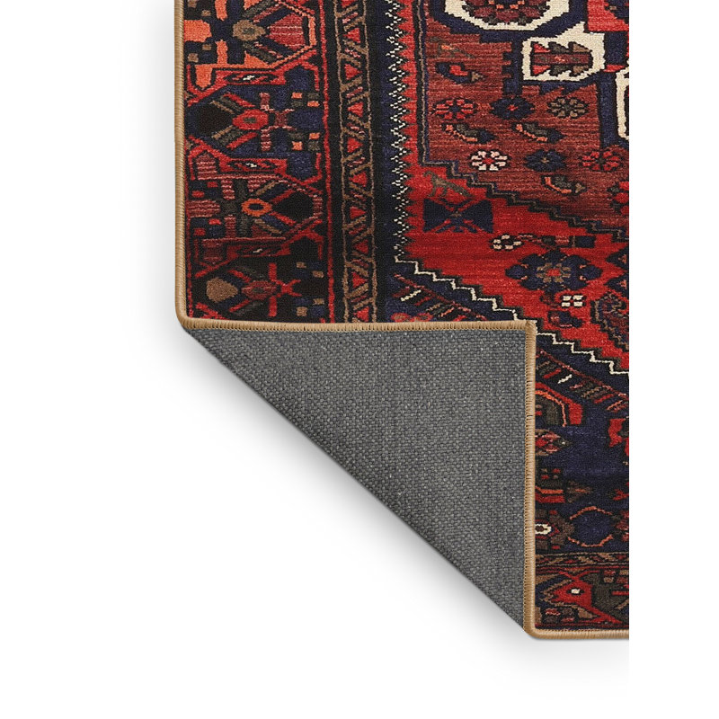 Tapis à motif oriental rouge / noir, Rectangle 7 pi x 9 pi