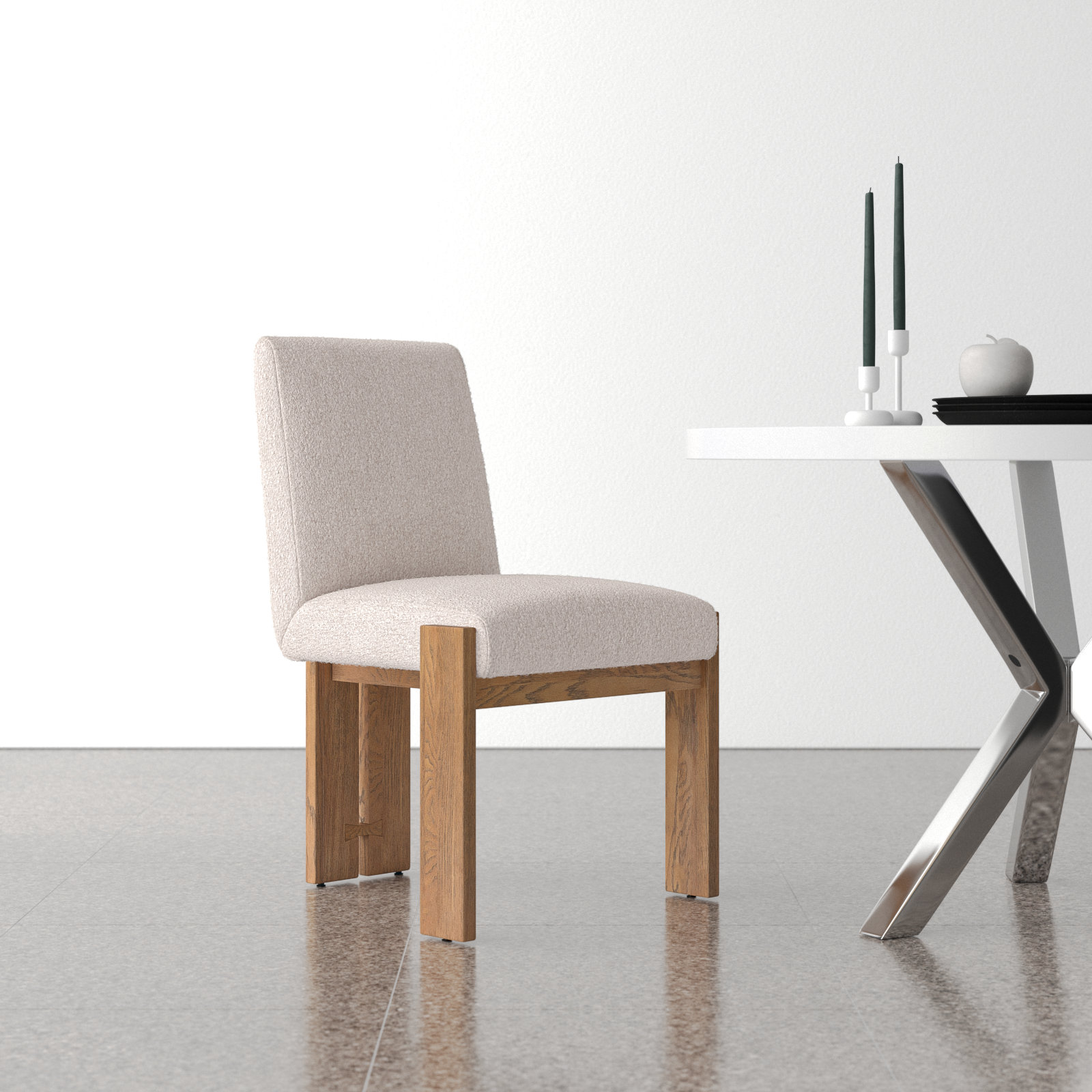 Asmund Solid Wood Upholstered Side Chair, Cream/Light Brown, Cream/Light Brown_2