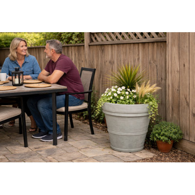 26 in. Plain Roll Rim Pot - Natural Finish - Grey