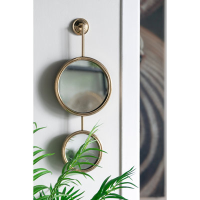 2 miroirs contemporains en fer doré, 11 po x 28,5 po, pour la décoration murale dans un bureau à domicile, 2 miroirs en fer, décor chambre à coucher