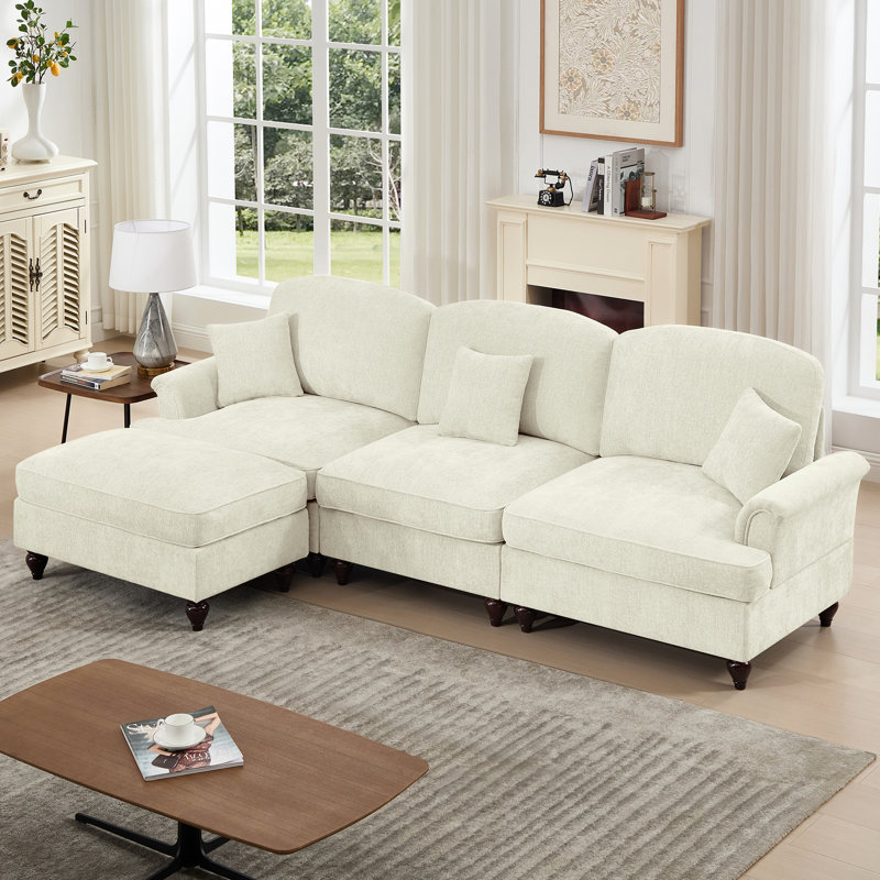 Ensemble de canapé modulaire polyvalent en chenille de style Mid-Century pour le salon
